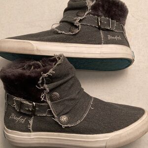 Blowfish Charcoal High-Top Sneakers with Faux Fur Trim